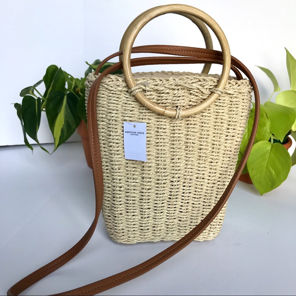 NWT American Eagle Straw Crossbody Purse